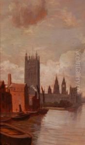 Thames Scene At Westminster by George Hyde Pownall