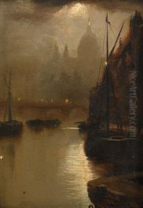 Moonlight - London Bridge by George Hyde Pownall