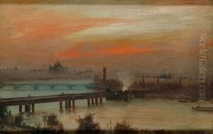 'morning Over The River'; Westminster By Moonlight; The River At The Tower