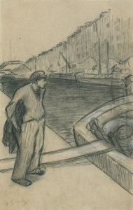 Un Docker Sur Le Quai D'un Canal Parisien