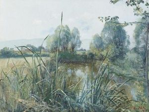 Idyllische Landschaft Mit Teich. by Jean Daniel Ihly