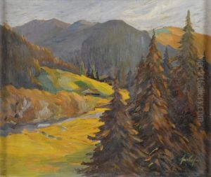 Landschaft Mit Blockhutte. by Joseph A. Imhof