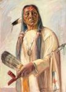 Indian With Pipe by Joseph A. Imhof