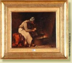 Vieil Homme Devant L'atre by Josse Impens