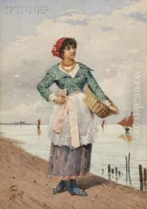 Young Fisherwoman With Basket