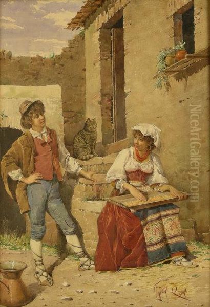 Courting Couple With Cat - view 1