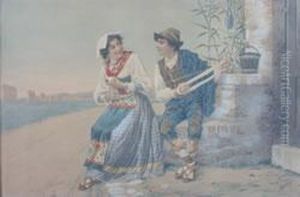A Young Couple With Yarn by Filippo Indoni