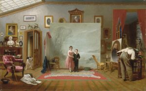 Interior with Portraits, 1865 by Thomas Le Clear