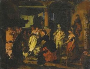 Festa Popolare Notturna by Angelo Inganni