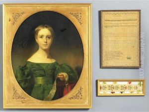 Portrait Of Catherine Kip, Age 12 Or 13, With Her Needlework