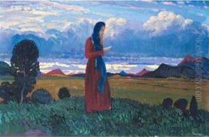 Girl Reading In A Landscape by James Dickson Innes