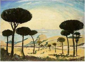 Pines At Collioure, South Of France by James Dickson Innes