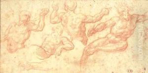 Studies of Neptune, seated, and of three tritons by Antoine Coypel