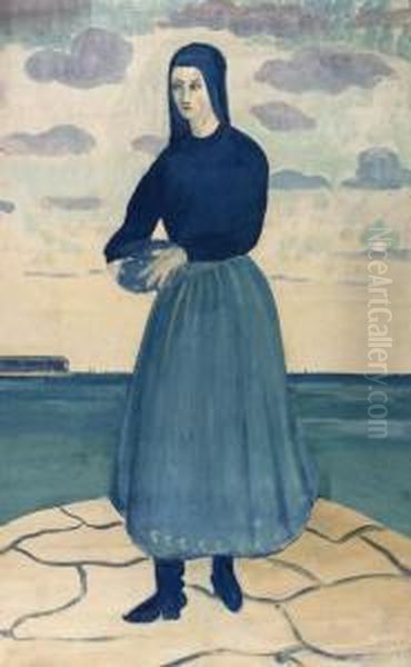 An Peasant Girl By A Jetty - view 1