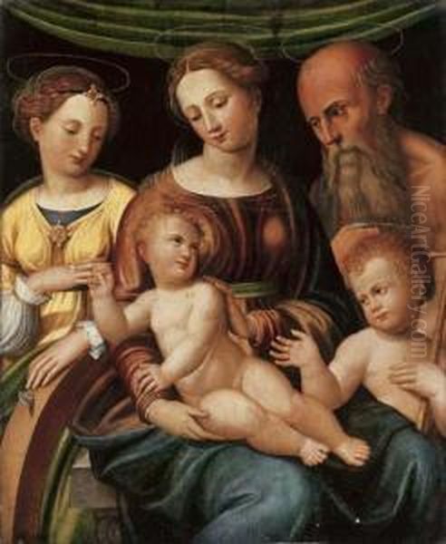 The Mystic Marriage Of Saint
Catherine With The Infant Saint Johnthe Baptist And Saint Jerome - view 1