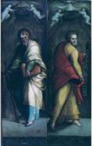 Saint Paul And Saint Peter: A Pair Of Paintings by Innocenzo Da Imola