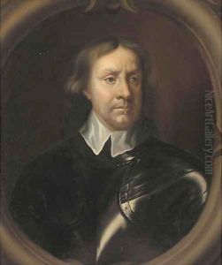 Portrait of Oliver Cromwell (1599-1658), bust-length, in breast-plate and a white collar, in a sculpted cartouche
