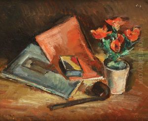 Still Life With Pipe And Notebooks by Petre Iorgulescu Yor