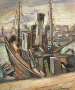 Boat At The Quay by Petre Iorgulescu Yor