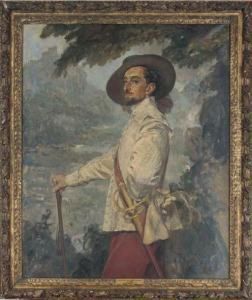 Portrait Of A Gentleman,
Three-quarter-length, In A White Doublet And Red Breeches, In A
Landscape Portrait Of A Gentleman,
Three-quarter-length, In A White Doublet And Red Breeches, In A
Landscape