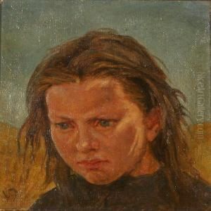 A Young Girl In The Field by Valdemar Irminger