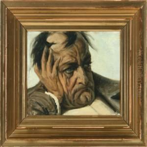 The Elderly And Bitter Napoleon Bonaparte. Signed V. J by Valdemar Irminger