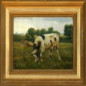 Evening Summer Landscape With Grazing Cattle. Signed And Dated V. I. 78 by Valdemar Irminger