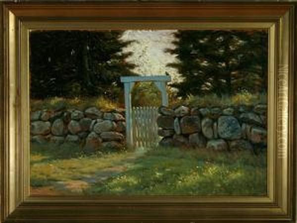 White Gate In A Stone Wall - view 1