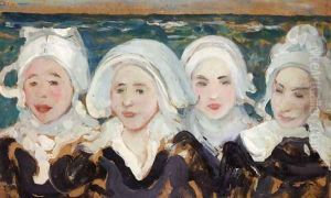 Four Breton Women at the Seashore by Charles Cottet