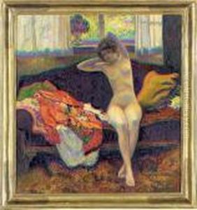Seated Nude On A Sofa by Wilson Henry Irvine