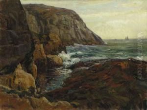 Waves Crashing On The Rocks by Wilson Henry Irvine