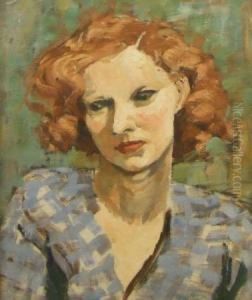 Head And Shoulders Portrait Of A Young Lady by Greville Irwin