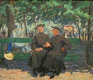 Two Priests On A Park Bench