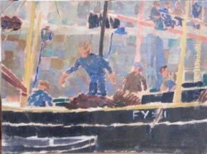 Preparing The Fishing Boat. by Greville Irwin