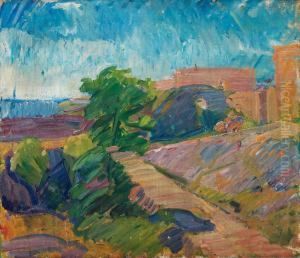 Landscape With Mountains By The Sea by Karl Isakson