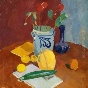 Still Life With Lemon And Vase by Karl Isakson
