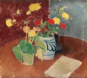 Stilleben Med Blommor I Krukor by Karl Isakson