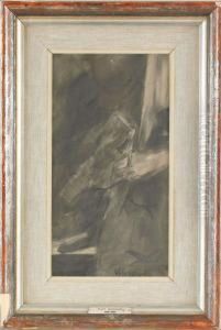 Flicka Med Faglar, Markt Valand 5/9 -96, Akvarell, 36x19