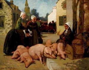 Le marche aux cochons by Charles Cottet