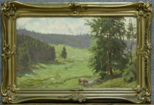Paysage Du Haut-doubs: Vachea L'abreuvoir by Marie-Victor Emile Isenbart