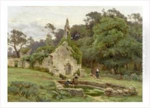 Chapelle En Ruine Pres De La Piece D'eau by Marie-Victor Emile Isenbart