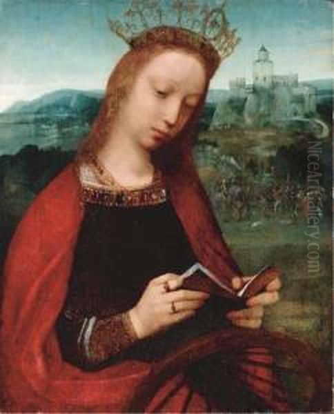 Saint Catherine Of Alexandria, With The Scene Of Her Martyrdom Beyond - view 1