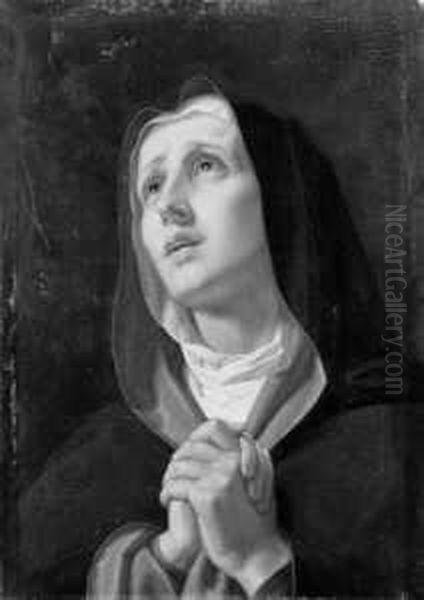 Zum Himmel Blickende Madonna Mit Betend Gefalteten Handen. - view 1