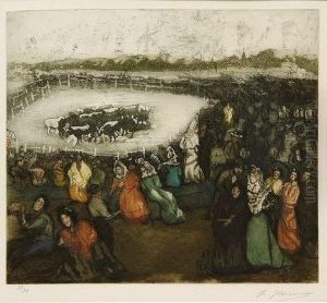 La Tablada, La Veille Des Courses De Taureaux by Francisco Iturrino Gonzalez