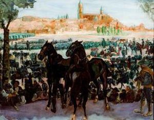 Feria De Ganado En Salamanca by Francisco Iturrino Gonzalez