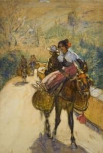 Camino De La Feria by Francisco Iturrino Gonzalez