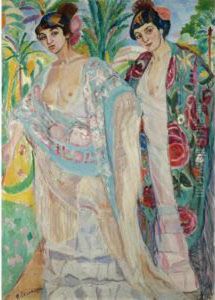Dos Mujeres Con Manton(spanish Ladies) by Francisco Iturrino Gonzalez