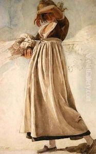 A peasant girl shading her eyes, 1812 by Joshua Cristall