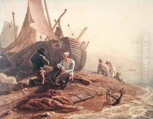 Fishermen Mending their Nets, 1811 by Joshua Cristall