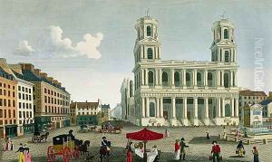 View of the Church of Saint-Sulpice, engraved by Anne Rosalie Filleul (nee Bouquet) (1752-94) by Henri Courvoisier-Voisin